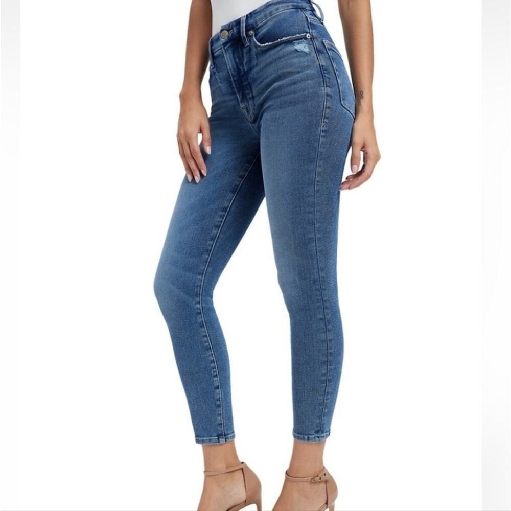 Good American Good Waist High Rise Cropped Skinny Jeans Dark Wash NWT 00/24 - Picture 2 of 8